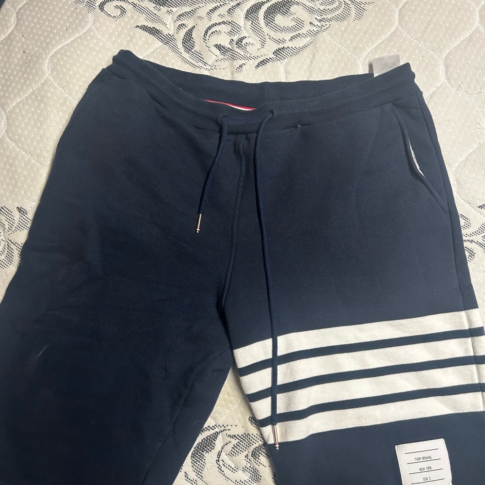 Thom Browne Blue and White Joggers with Stripes
